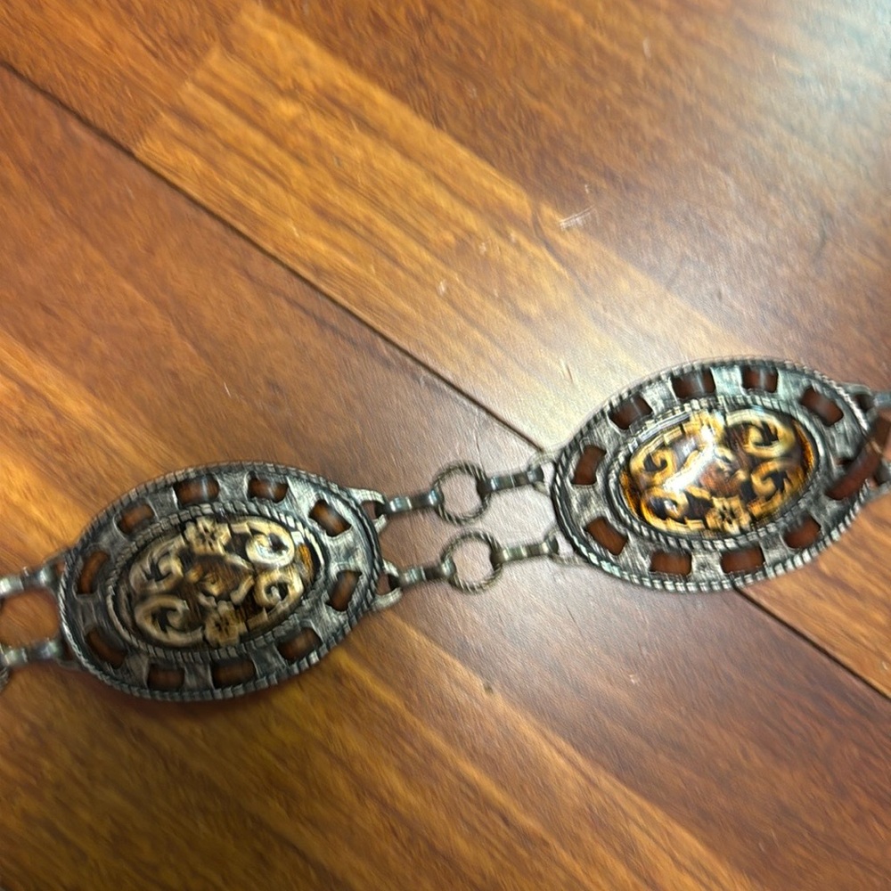 Very unique, antique metal and leather belt